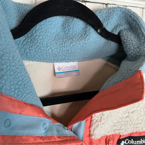 NWT Columbia Women’s Lodge Sherpa Pullover Stone Blue and dark stone size XXL - Picture 3 of 5